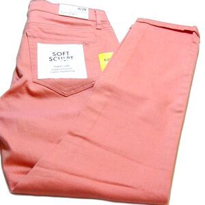 Jessica Simpson Size 6 28  Rolled Cropped Skinny Jeans Stretch Rosette Pink New